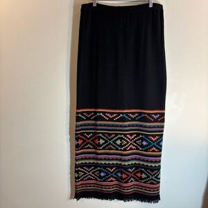 DOUBLE D RANCH Sz M 100% Lambswool South Western Pattern Pencil Maxi Knit Skirt